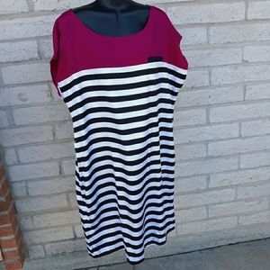 Striped and Solid Shift Dress